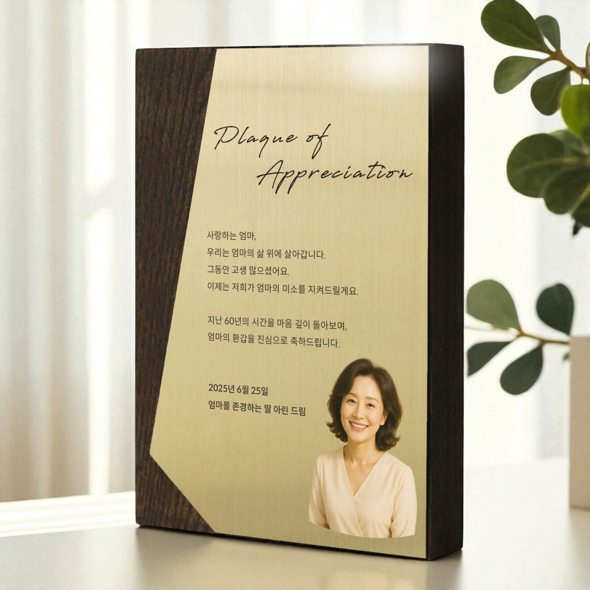 몬스터다이버 감사패 트로피제작 환갑칠순팔순 부모님인물사진 공로패 포토기념패 퇴임선물 나무우드 골드 A - 최저가 69,000원