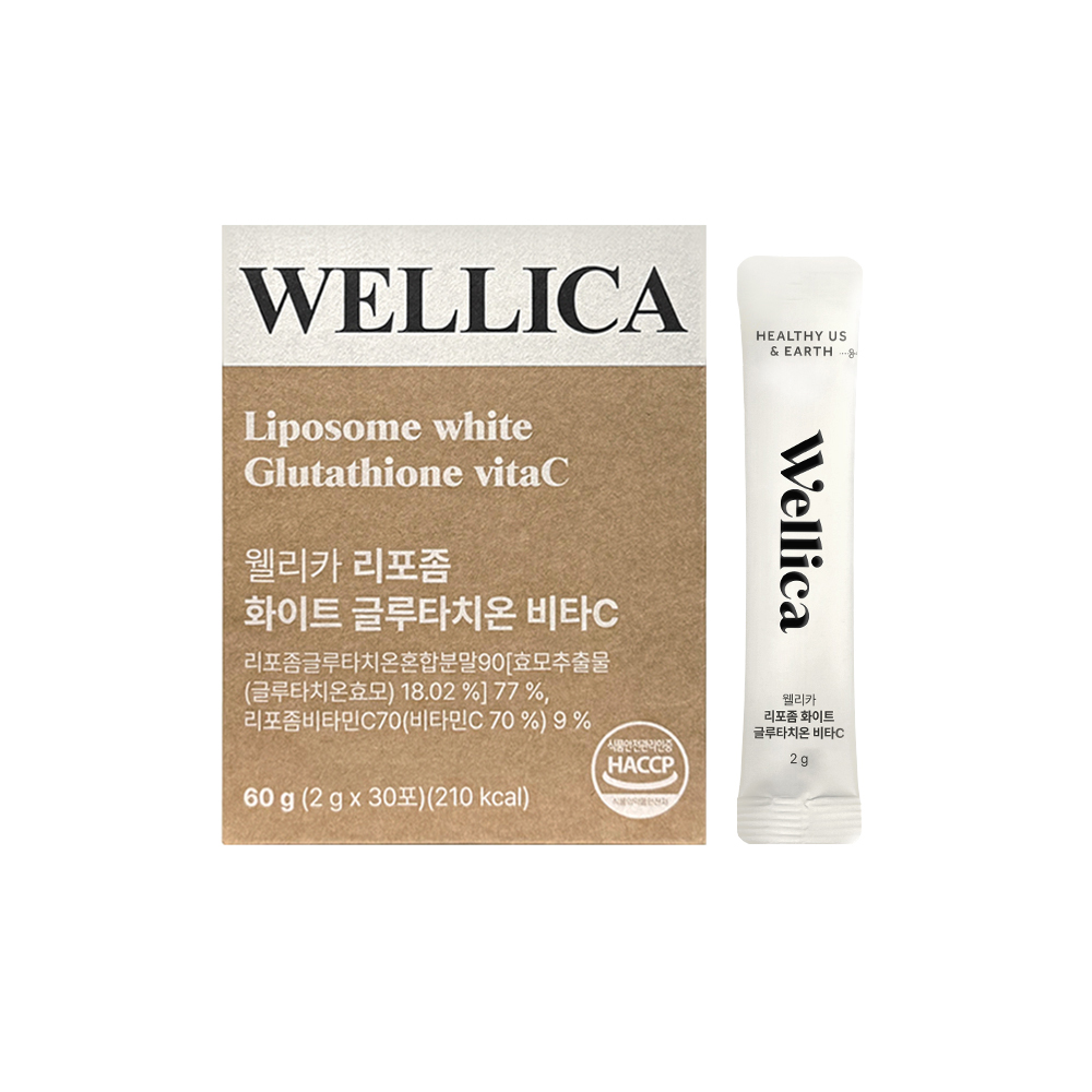 웰리카 리포좀 화이트 글루타치온 비타민C 효능 고순도 고함량 글루타티온 30포, 1개