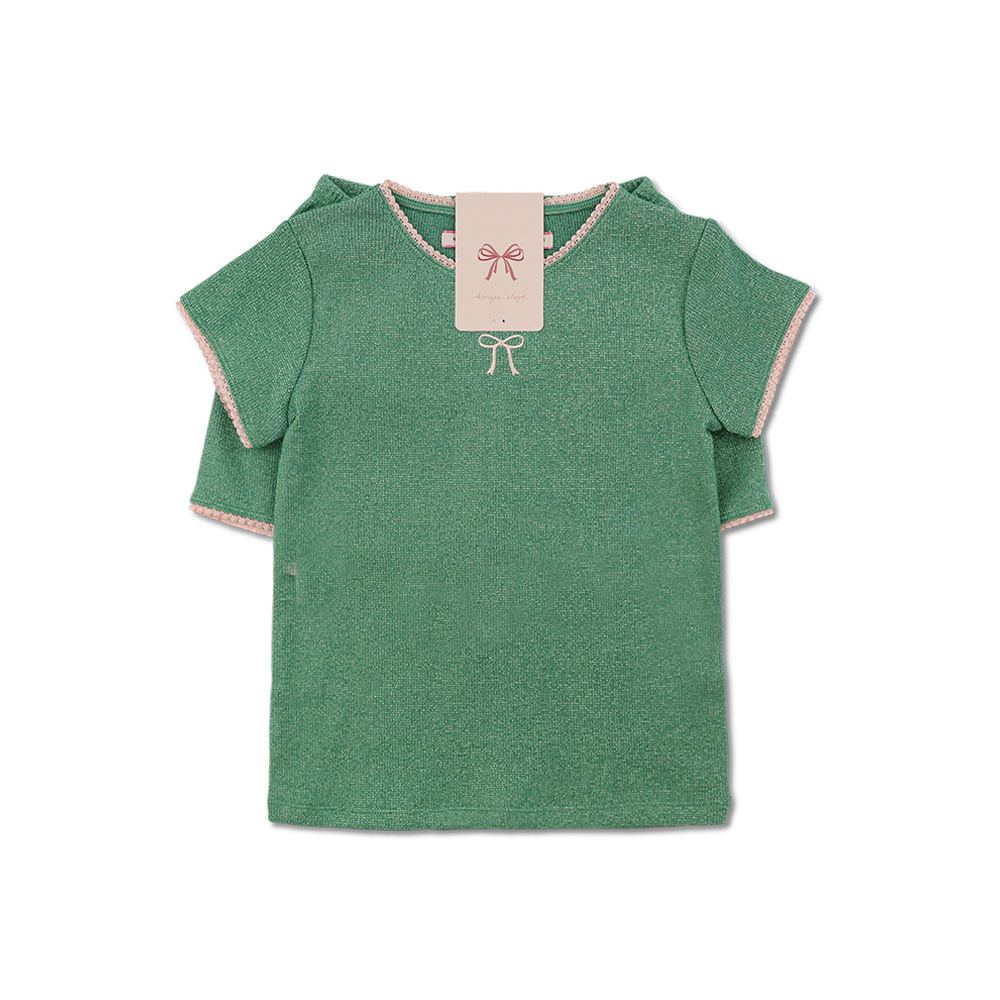 콩제슬래드 키즈 리본 롤리 반팔 반바지 세트 KS103403 BOTTLE GREEN - 메인 이미지