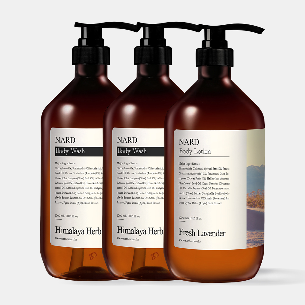[2+1] 나드 퍼퓸드 바디워시 화이트머스크 2개+퍼퓸드 바디로션 1L 1개
