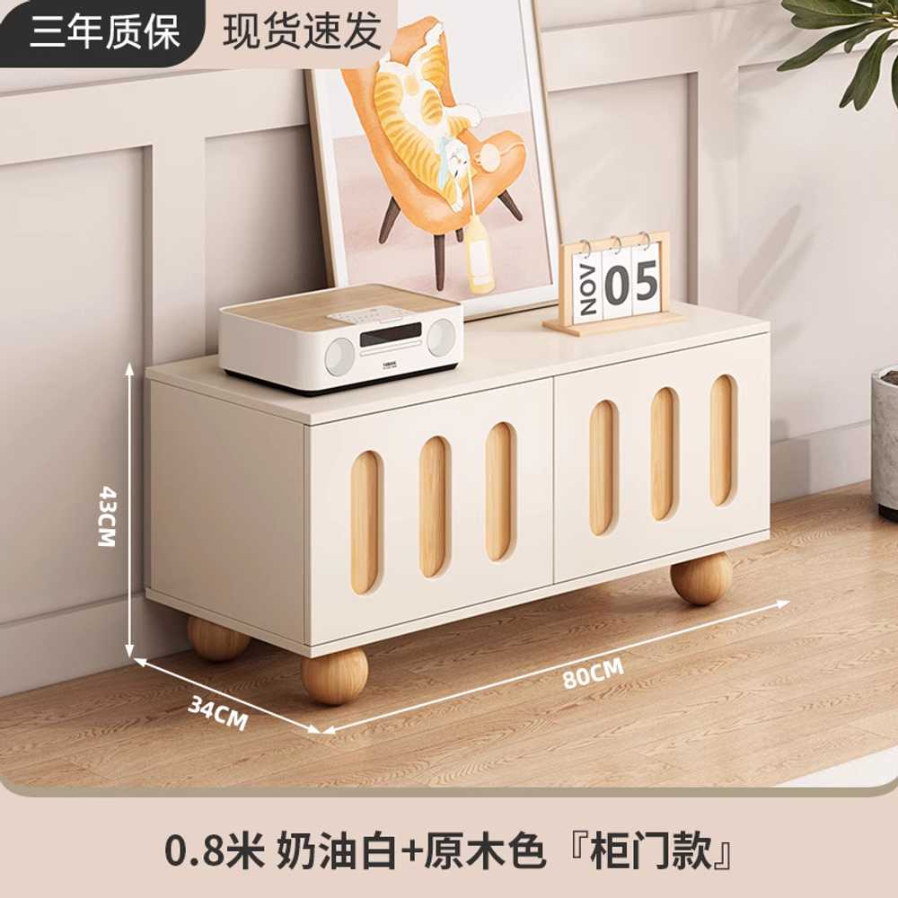 tv원목거실장 티비장 저상형 도어 내추럴 다이 선반 80cm 이미지 6