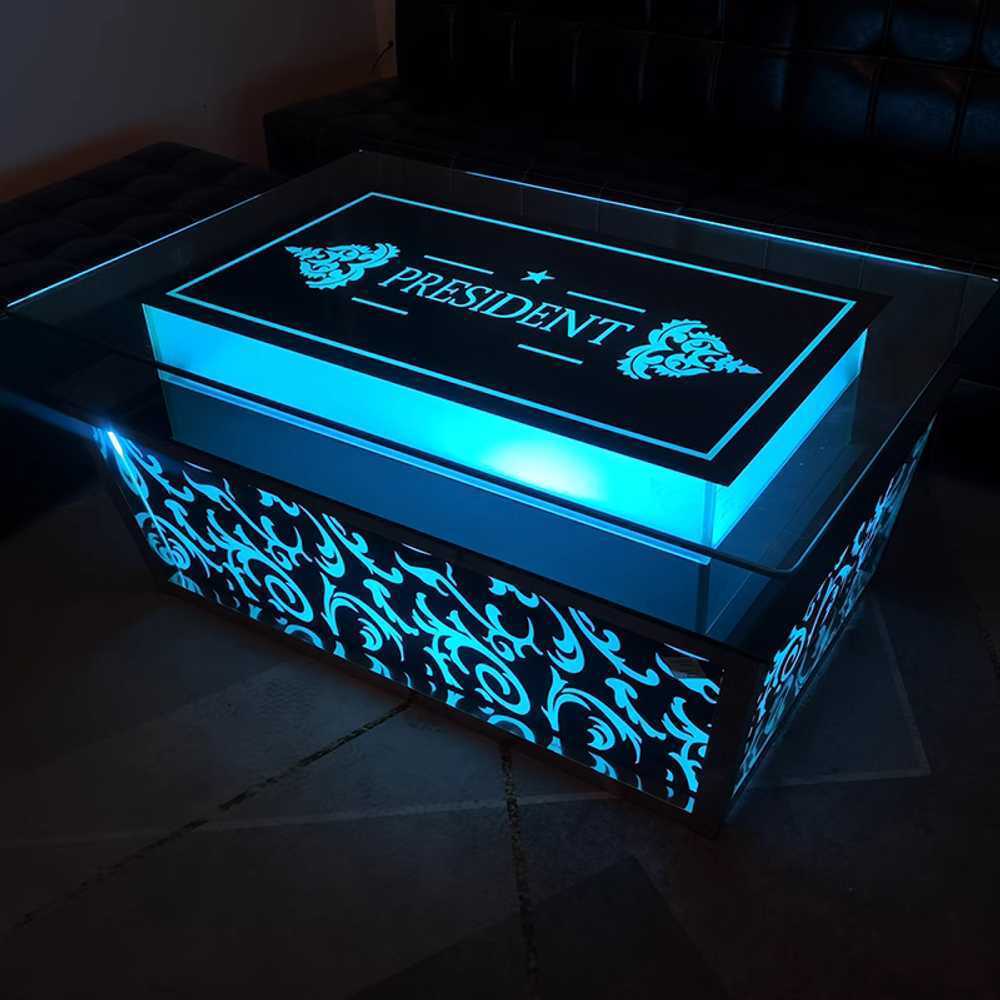 클럽 테이블 LED 술집 탁자 야광 발광 램프 강화유리 100x70x55cm - 상세 이미지 2