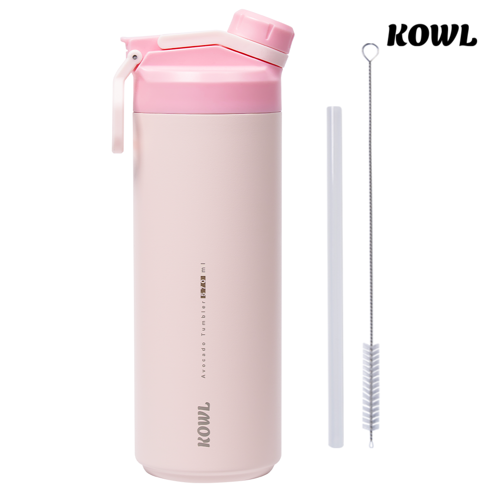코울 아보카도 듀얼 스파우트 빨대 손잡이 휴대용 진공 보온보냉 텀블러 570ml - 상세 이미지 2