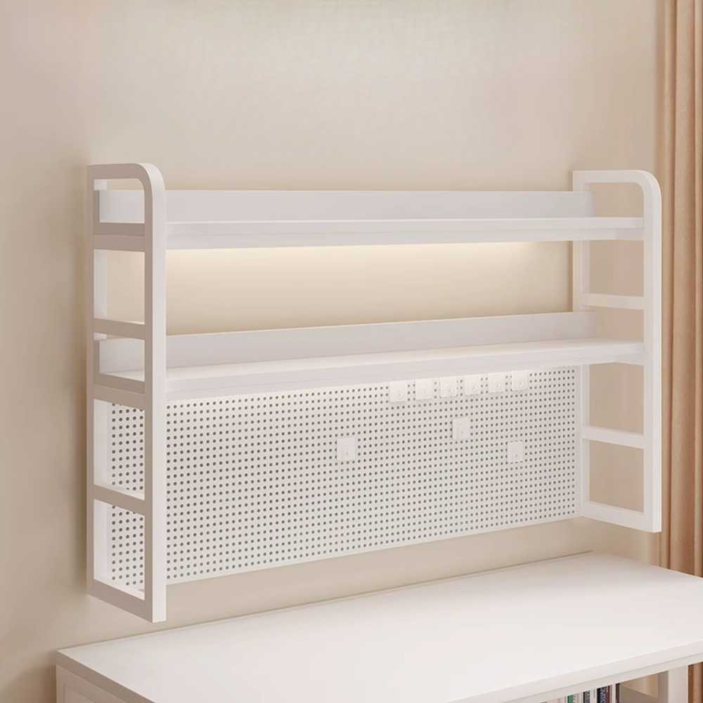 타공보드 책상 상부장 데스크 정리 수납 선반 걸이 2단 화이트(60cm) - 상세 이미지 3