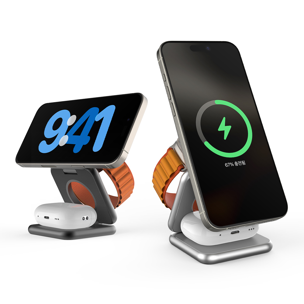 니케 맥세이프 충전기 3in1 무선충전기 아이폰 애플워치 에어팟 Squarewon