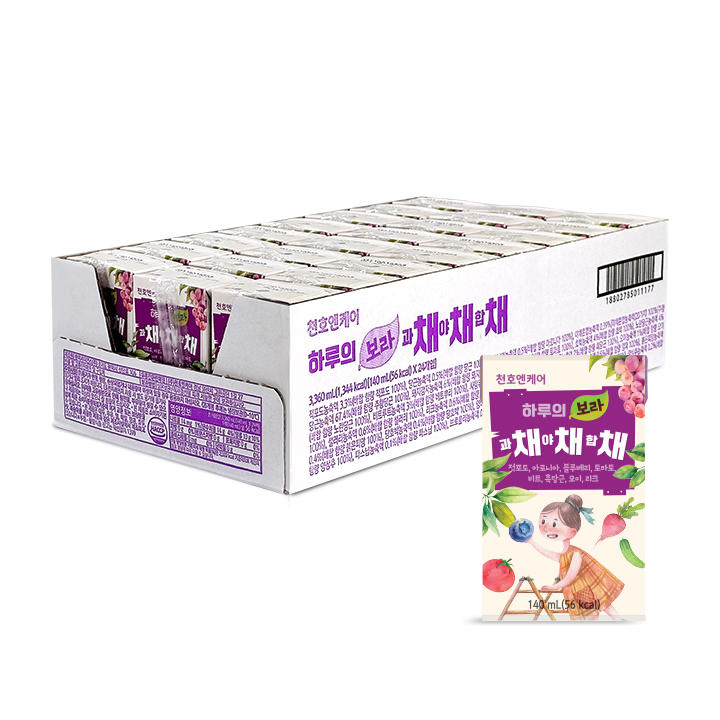 천호엔케어 대용량 하루의 과채 야채 합채 주스 보라 140ml x 24팩 - 상세 이미지 2