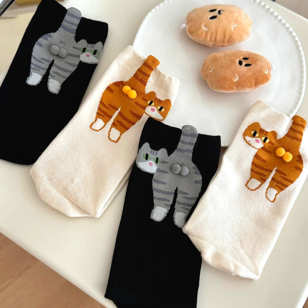 고양이 땅콩 양말 캐릭터 웃긴 커플 귀여운 선물 특이한 - 상세 이미지 2