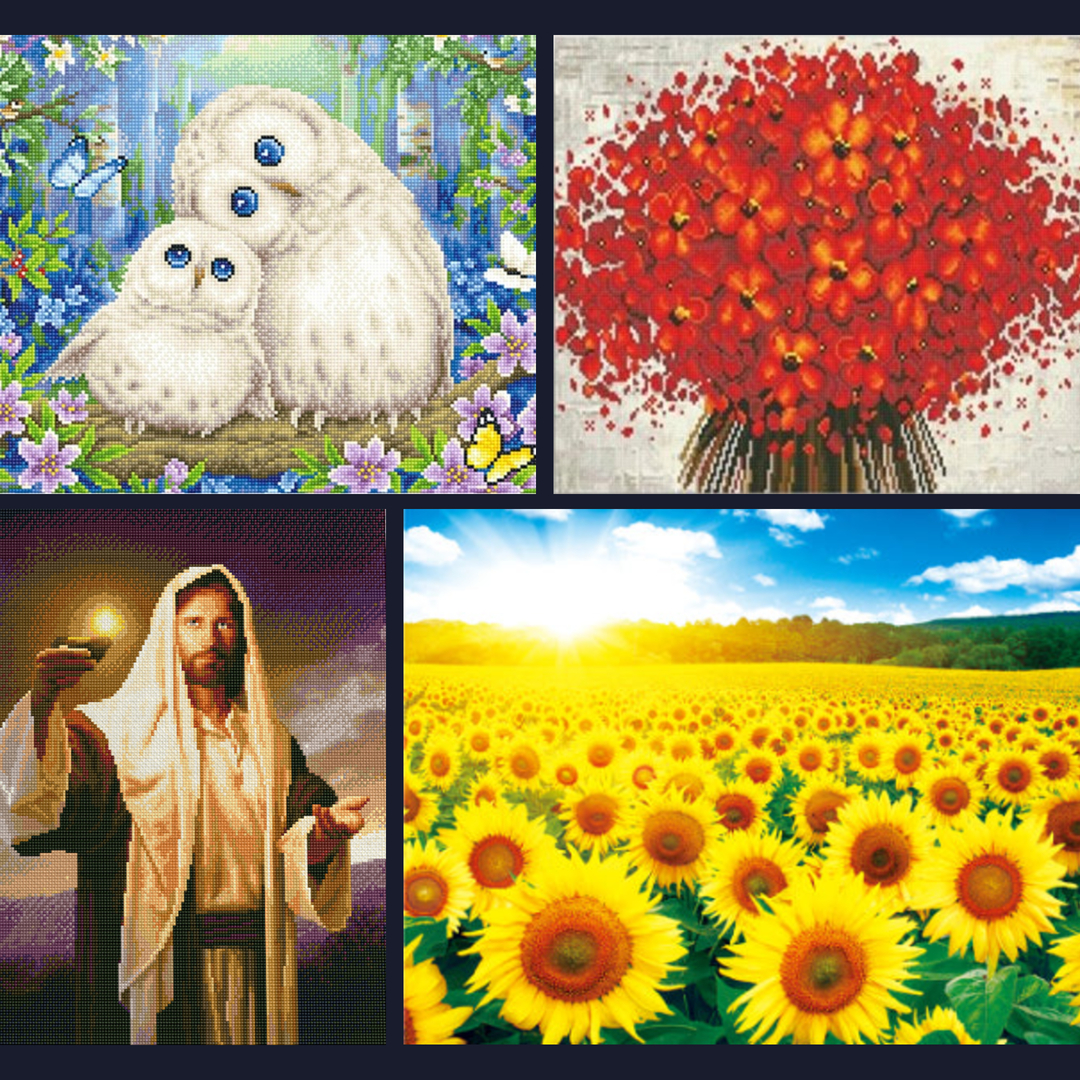 해바라기 보석 비즈 십자수 예수님 5개의 태양