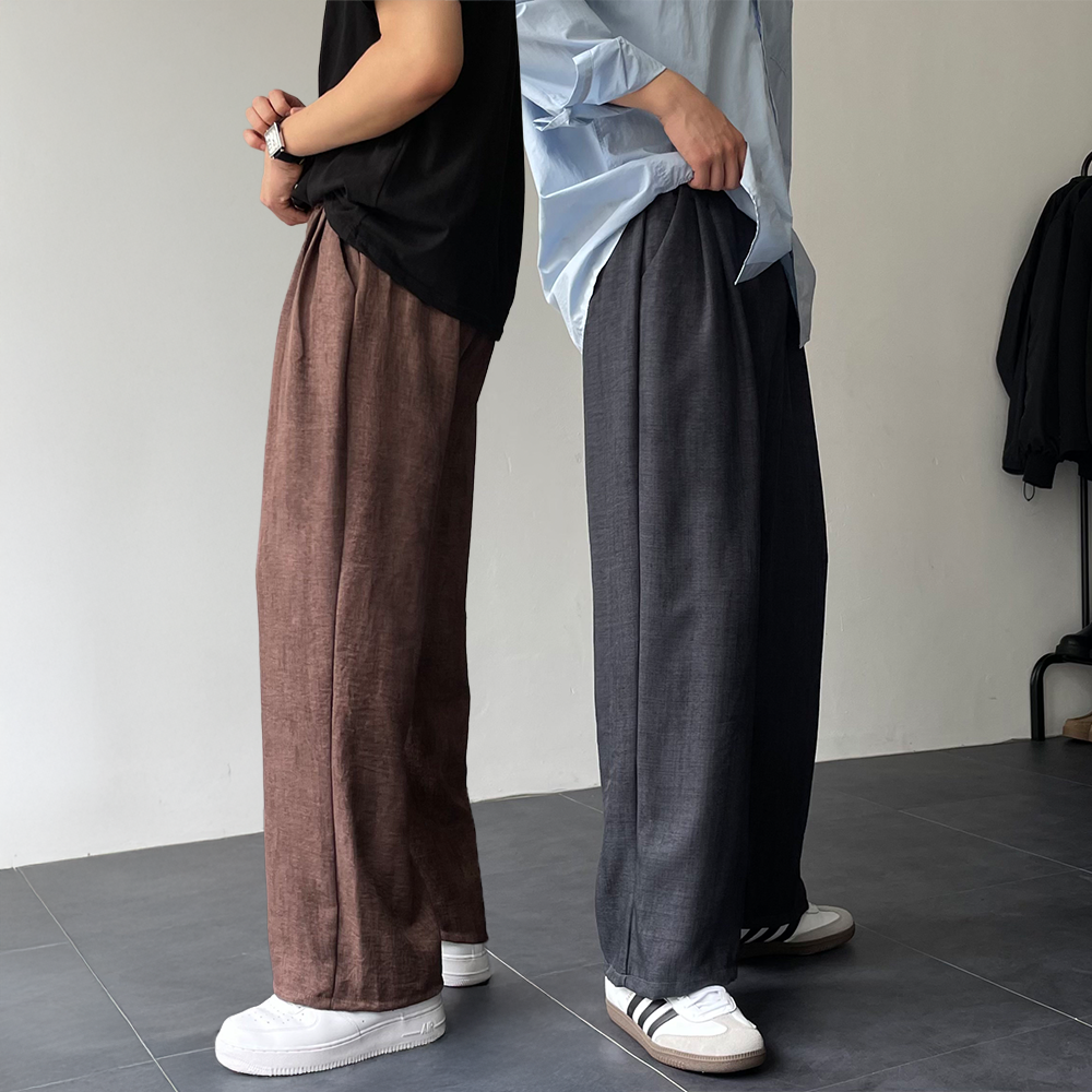 1+1 남성린넨바지 남자여름긴바지 남자와이드팬츠 - 상품 이미지