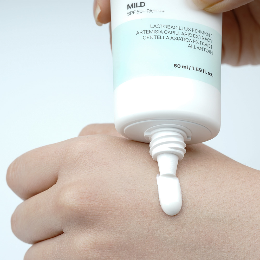 [바액] [2개] 선블록 마일드 [50ml] 무기자차 백탁최소화 피부진정 투명한사용감 보송한마무리 주름 미백 자외선차단 3중기능성 선크림