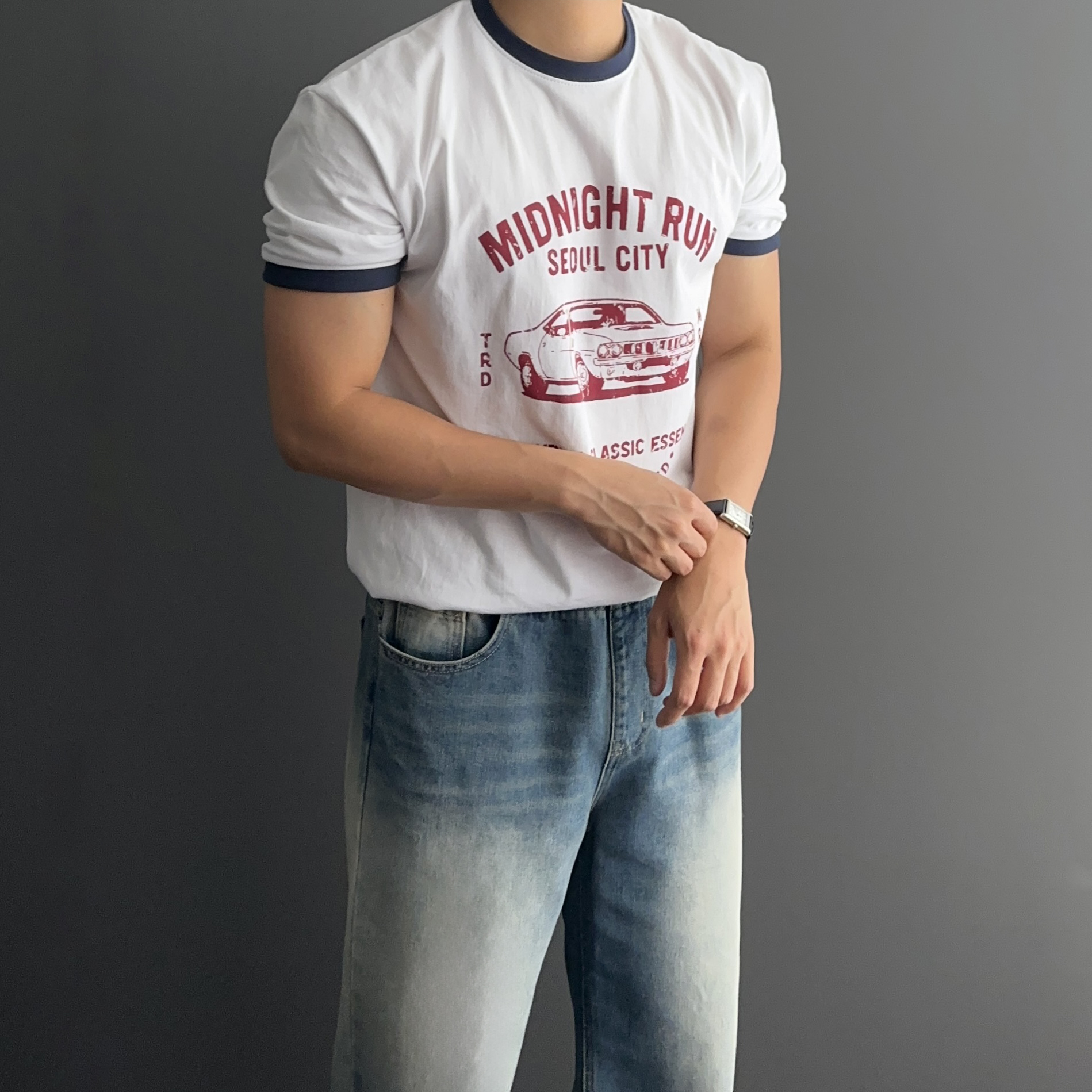 1+1 남자링거티 두꺼운반팔티 - 상세 이미지 2