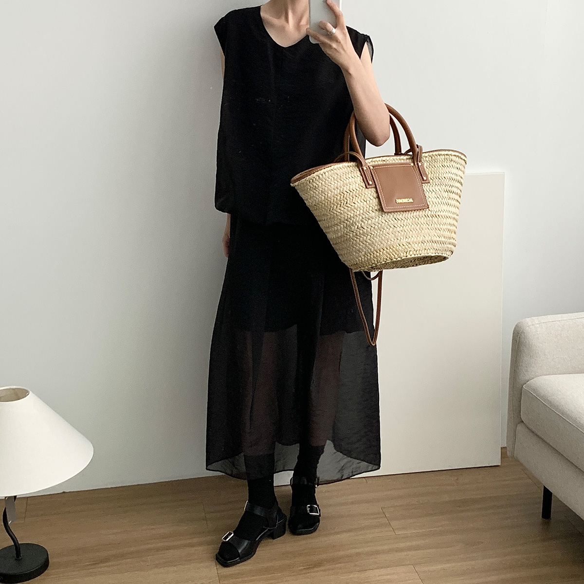 [일부당일] 아웃핏 노아 원피스 시어 레이어드 나시 원피스 (2c) - 상품 이미지