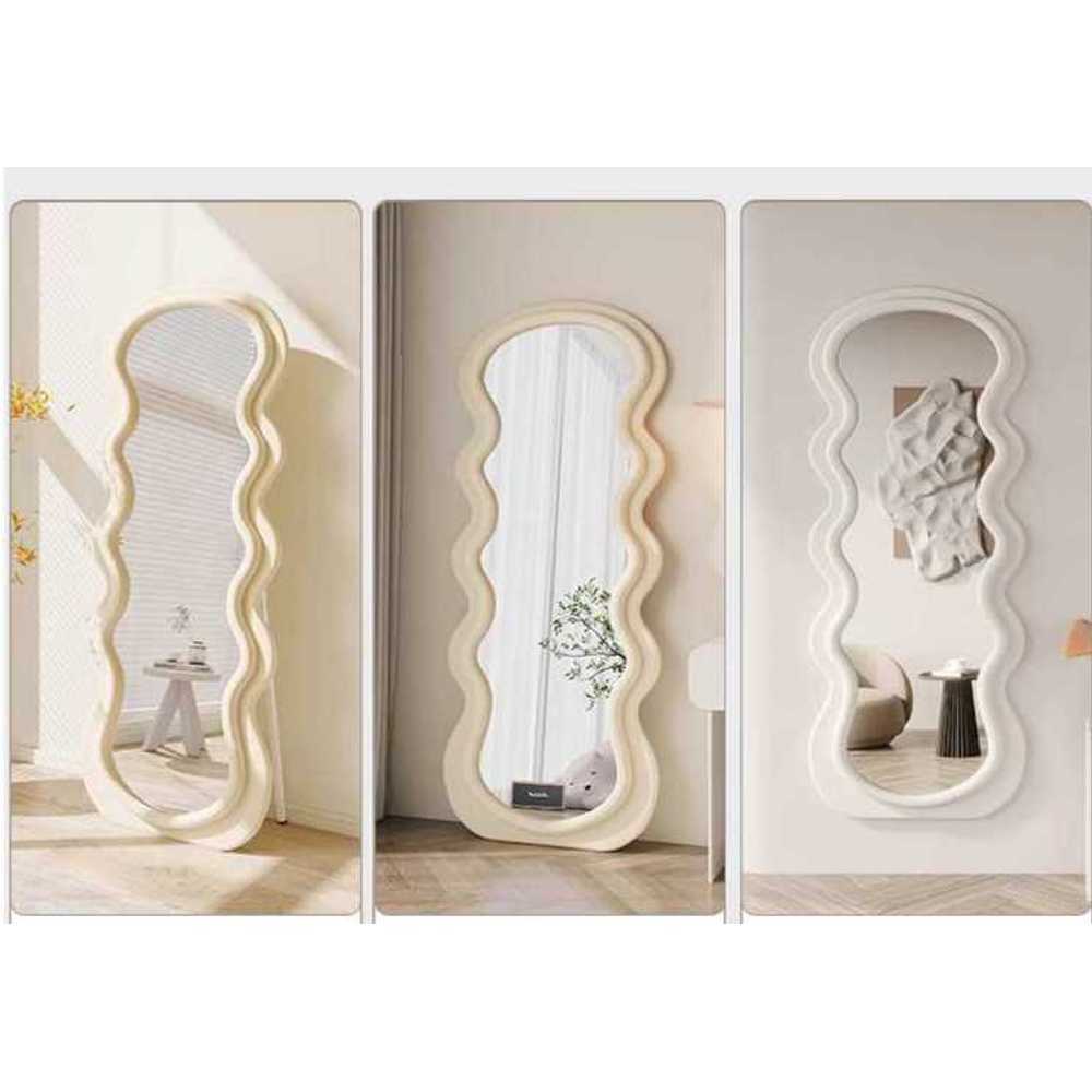 웨이브 디자인 전신 거울 물결 프레임 인테리어 소품 베이지 170x70cm - 상세 이미지 4