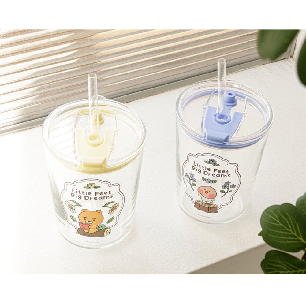 어피치 텀블러 투명 글라스 빨대 컵 카카오 굿즈 500ml 선물 이미지 8