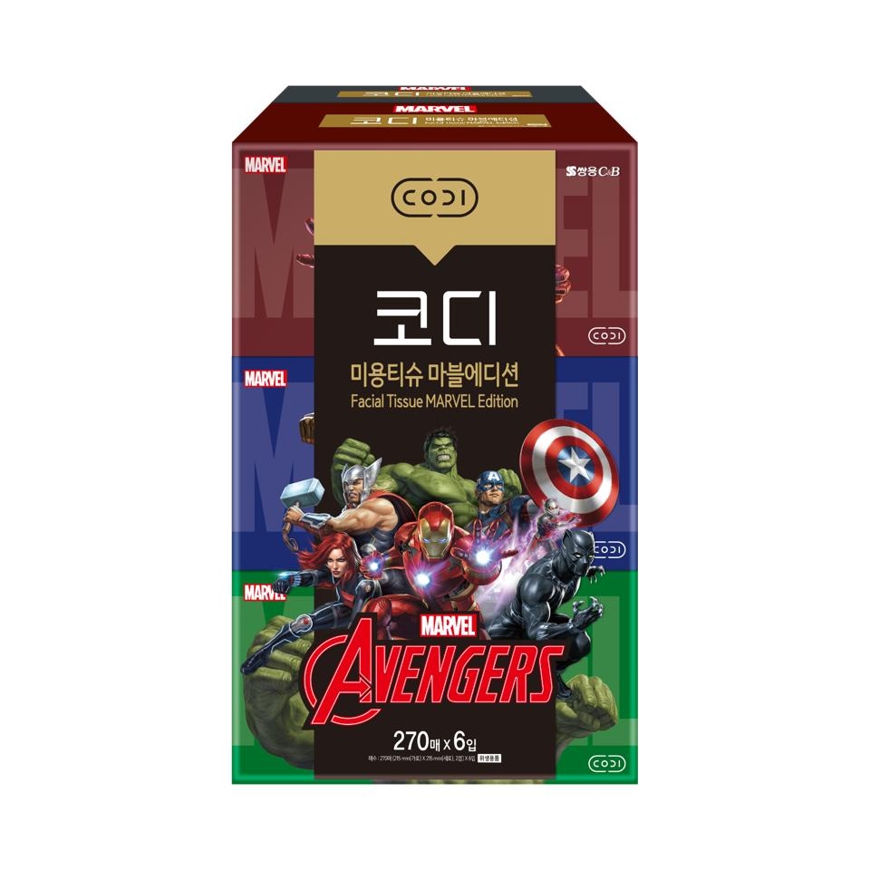 메가마트 코디 마블 미용티슈 270x6