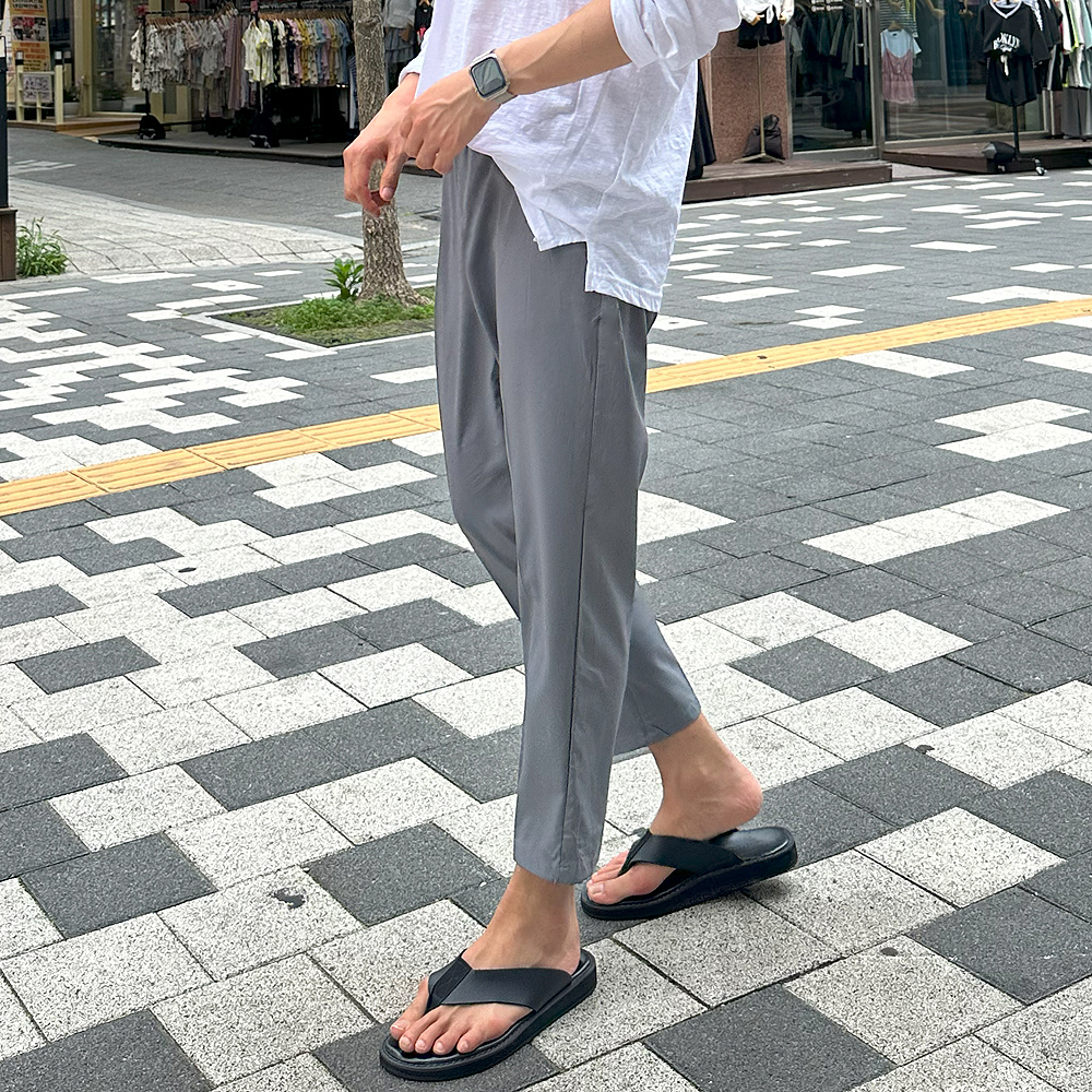 남자 여름바지 밴딩 쿨 아이스 9부 팬츠 남자 냉장고바지 - 상품 이미지