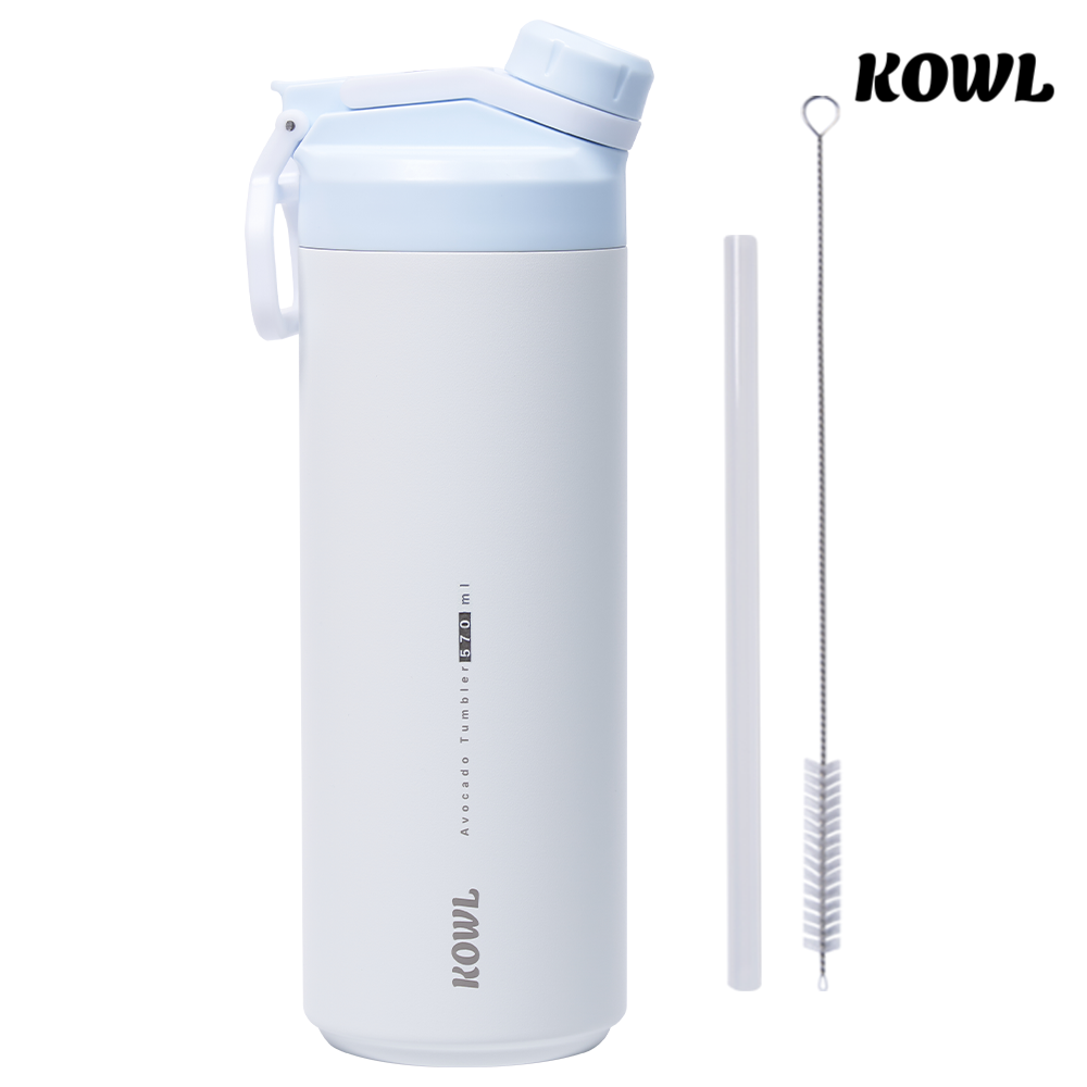 코울 아보카도 듀얼 스파우트 빨대 손잡이 휴대용 진공 보온보냉 텀블러 570ml - 상세 이미지 2