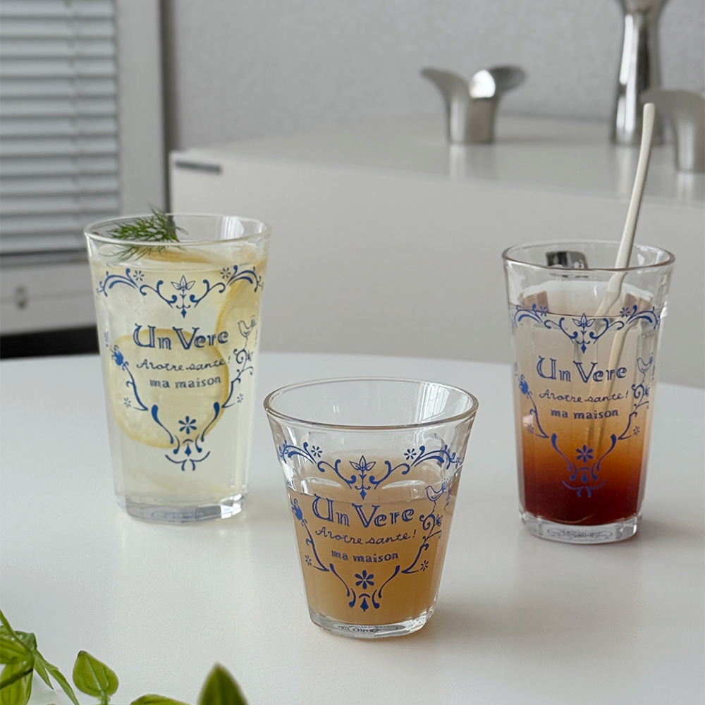 마메종 블루로즈 카페 유리잔 유리컵 글라스 텀블러 245ml - 상품 이미지