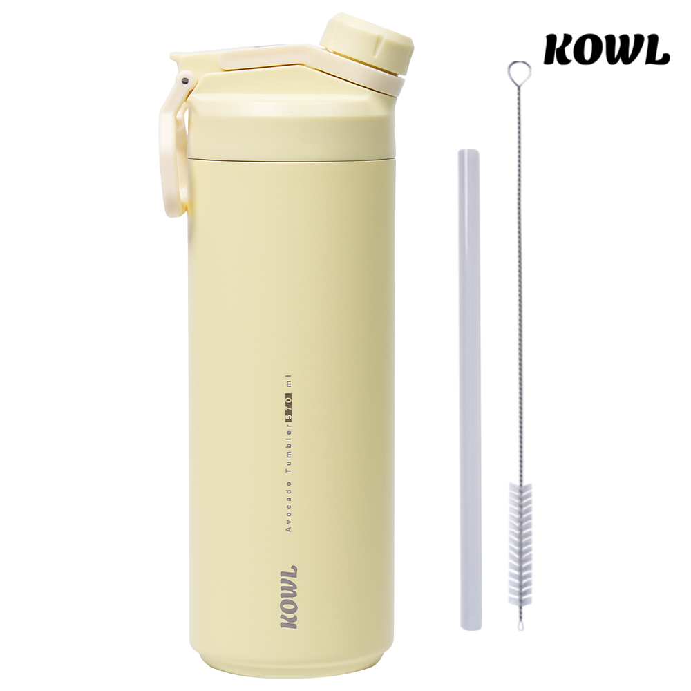 코울 아보카도 듀얼 스파우트 빨대 손잡이 휴대용 진공 보온보냉 텀블러 570ml - 상세 이미지 3