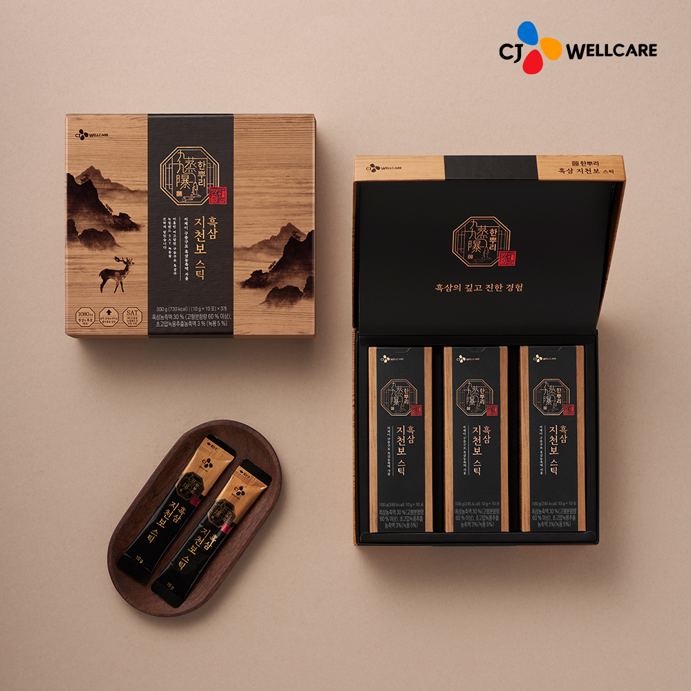 CJ웰케어 한뿌리 흑삼지천보 스틱 10g x 30포 1박스(쇼핑백포함)