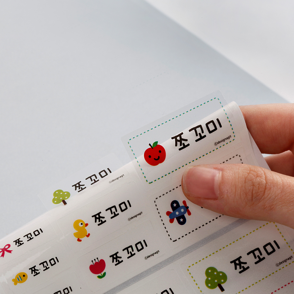 네임스티커 유아 이름스티커 방수 이름표스티커 어린이집 쪼꼬미투명 사이즈혼합 한글1 - 상세 이미지 5