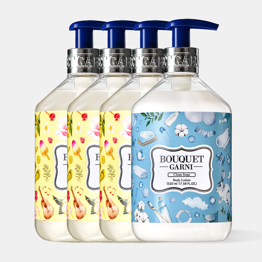 [3+1] 부케가르니 바디워시 520ml 일랑일랑 3개+바디로션 520ml 1개