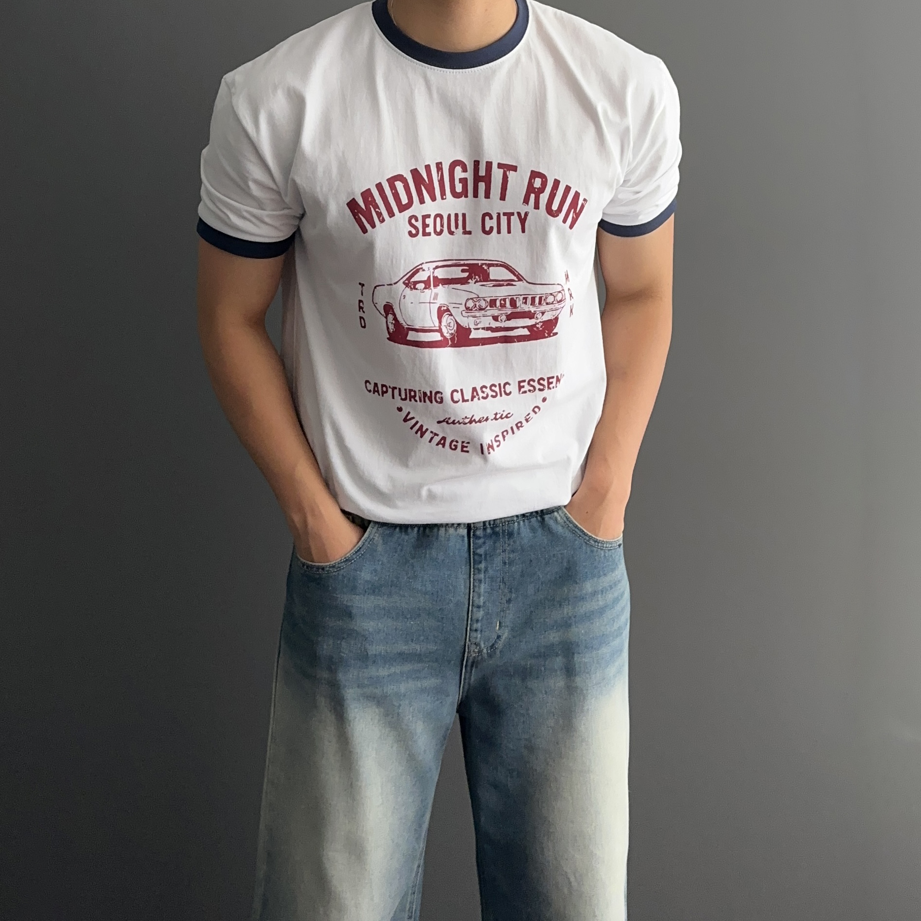 1+1 남자링거티 두꺼운반팔티 - 상세 이미지 3