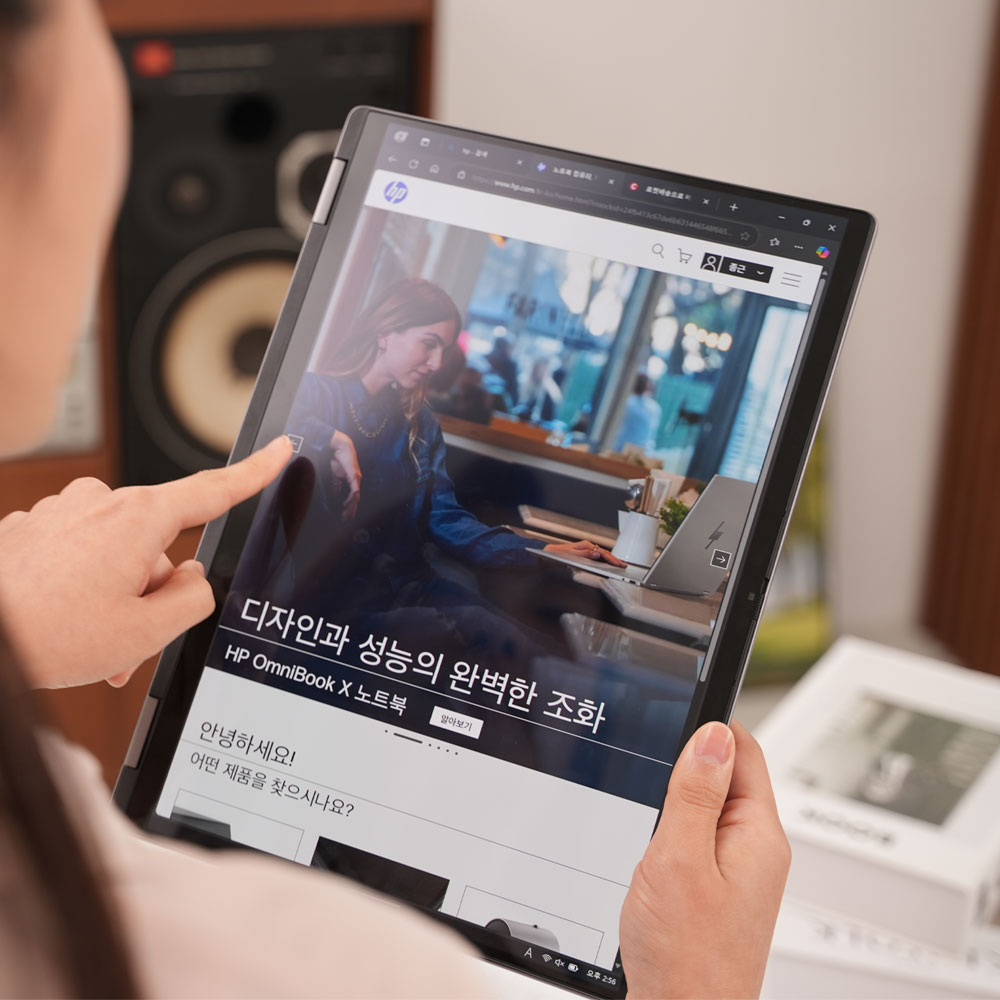 혜택가143만+한컴+펜/HP 옴니북X플립14 윈11 사무용 영상편집 루나레이크 터치 노트북