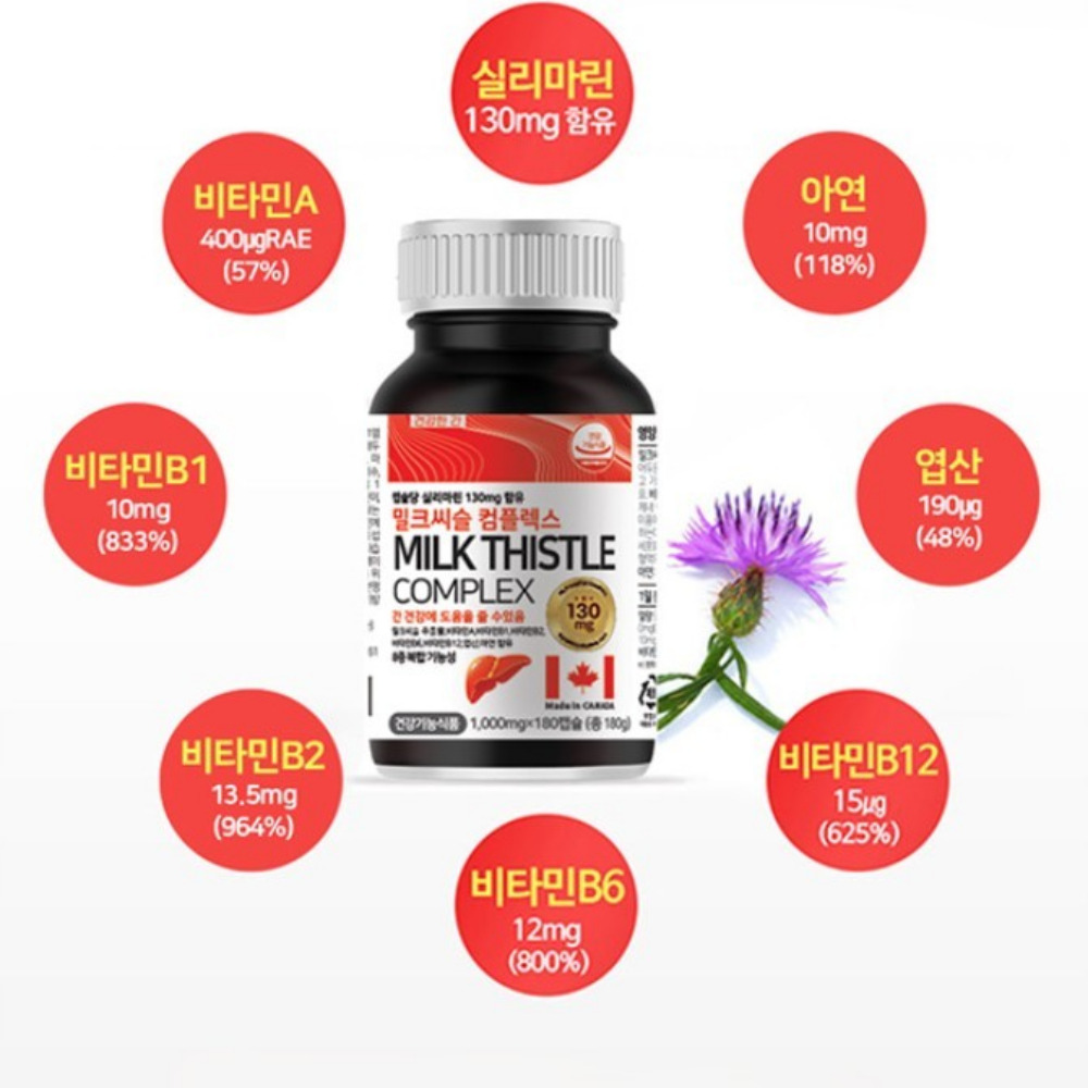 힐링팩토리 밀크씨슬 컴플렉스 간 건강관리 영양 보충 씨르마린 1000mg 180캡슐, 2개 이미지 7