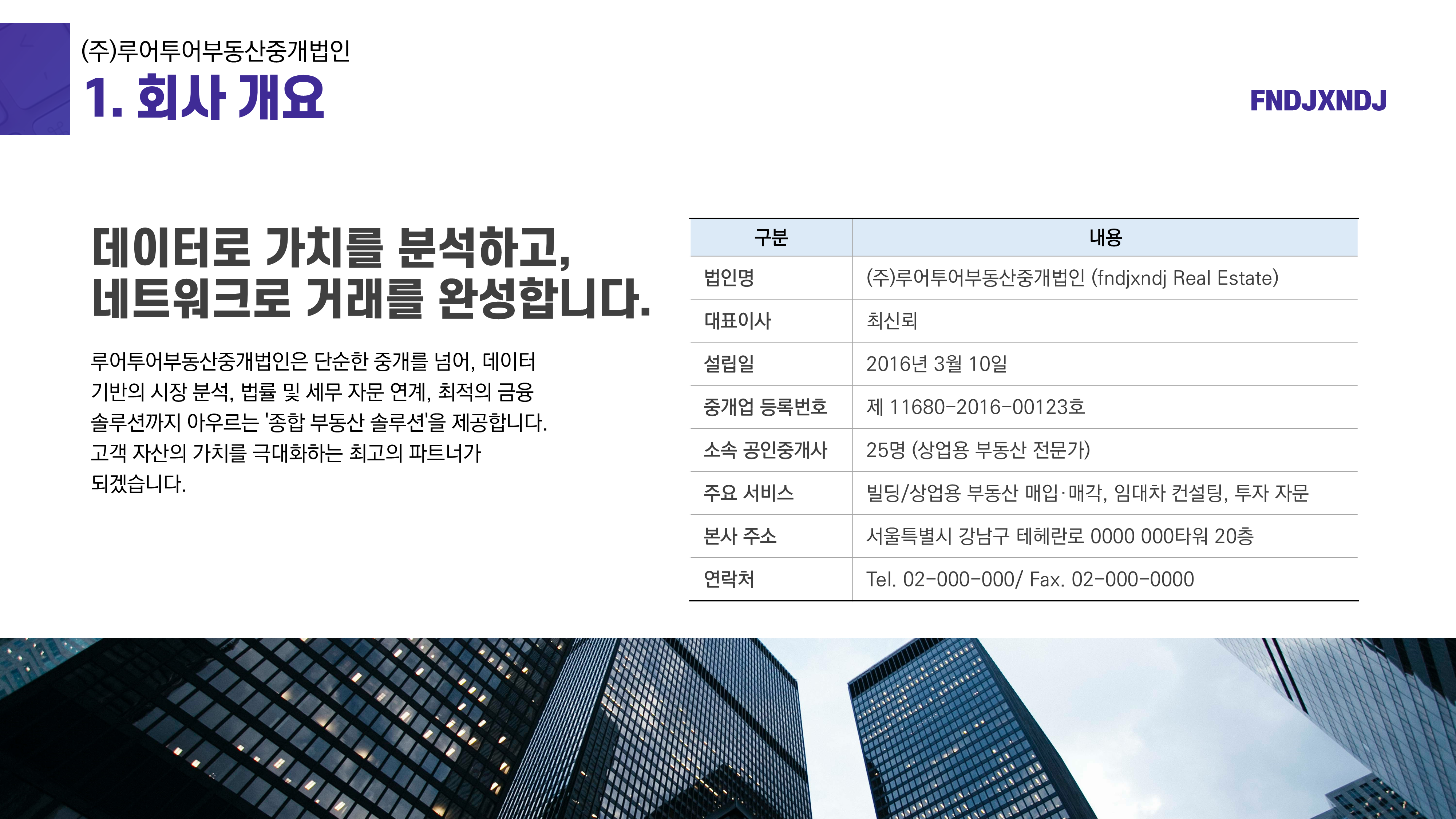 1130 회사소개서 PPT 템플릿 부동산 중개법인 서비스업 - 상세 이미지 2
