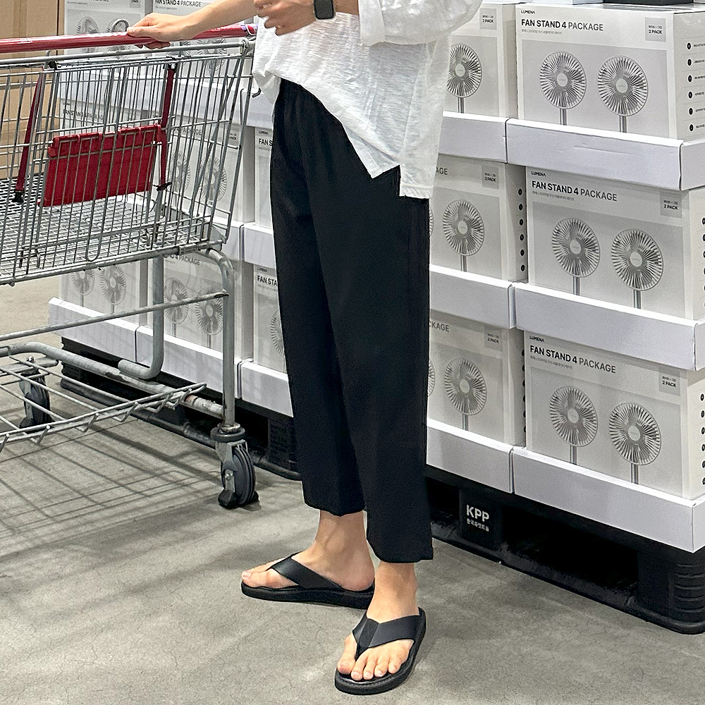 남자 여름바지 밴딩 쿨 아이스 9부 팬츠 남자 냉장고바지 - 상세 이미지 2