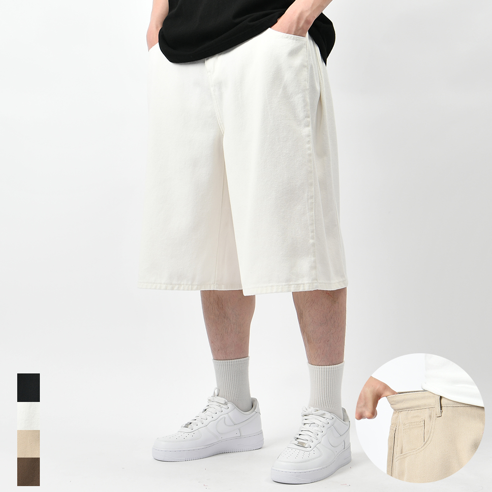 남자 버뮤다 반바지 면 와이드 여름 사이드 폴딩 핀턱 빅사이즈 6부 팬츠