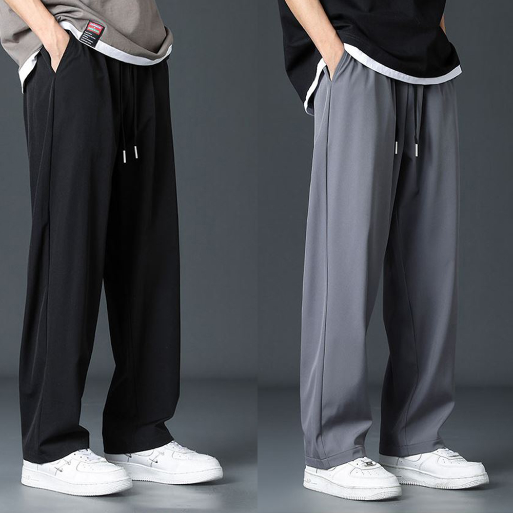 남성 쿨링 팬츠 통기성 남자 외출 패션 냉감 밴딩 바지 - 상품 이미지