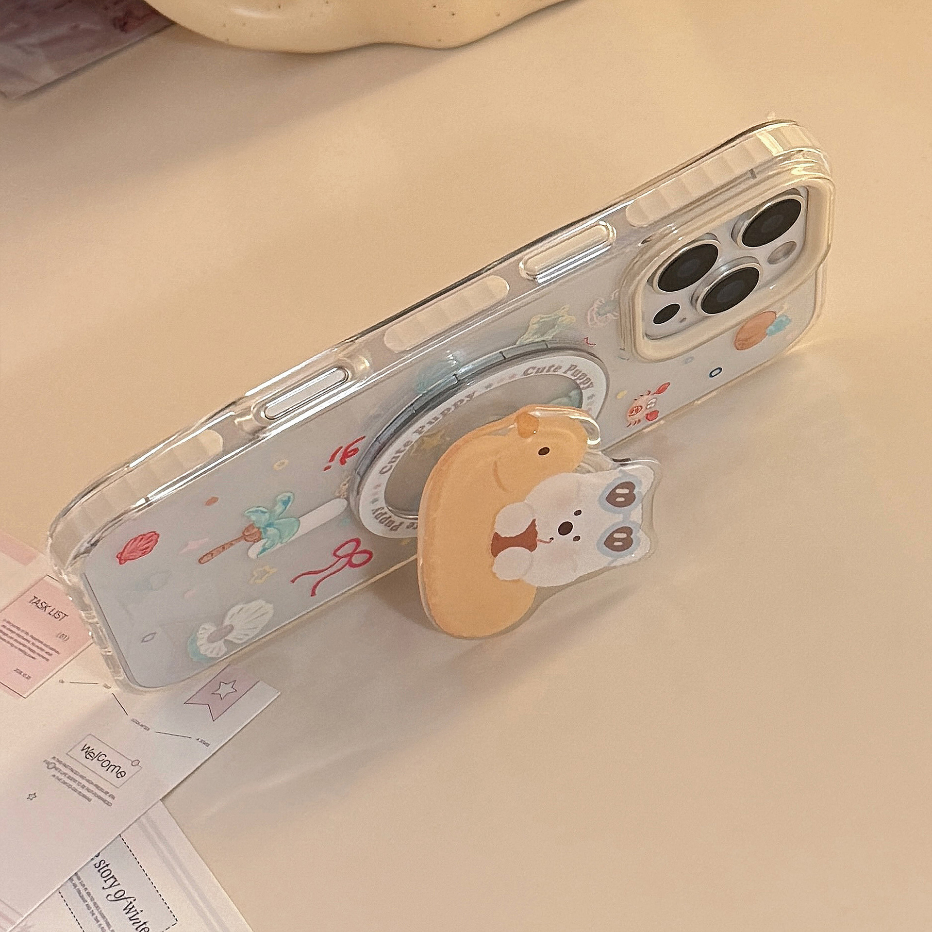 글리터 썸머 독 자석 거치대 아이폰케이스 - 상세 이미지 4