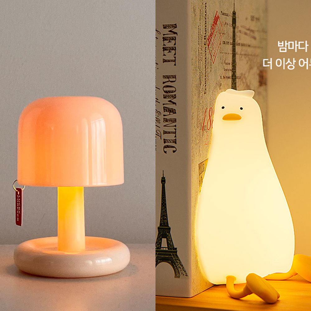 실리콘무드등 미니 무선 침실 캐릭터 조명 수유등 수면등 취침등 - 상품 이미지