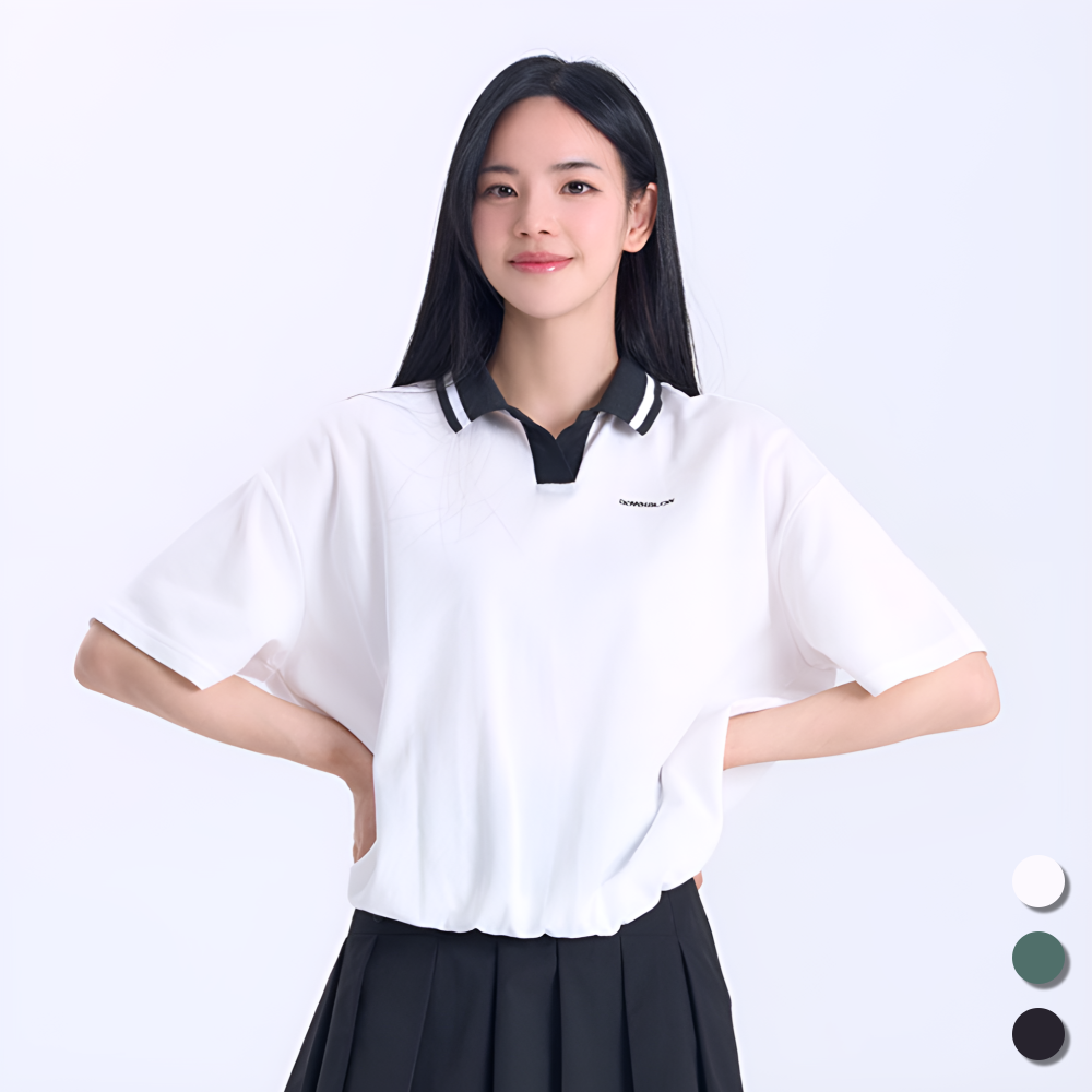 테니스복장 상의 여성 카라티 테니스복 여름 운동복 반팔 티셔츠 - 메인 이미지