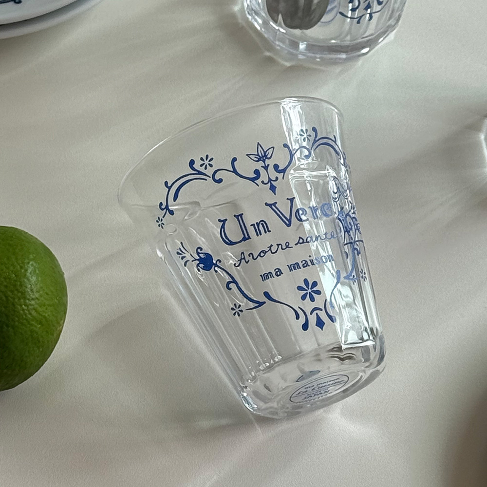 마메종 블루로즈 카페 유리잔 유리컵 글라스 텀블러 245ml - 상세 이미지 3
