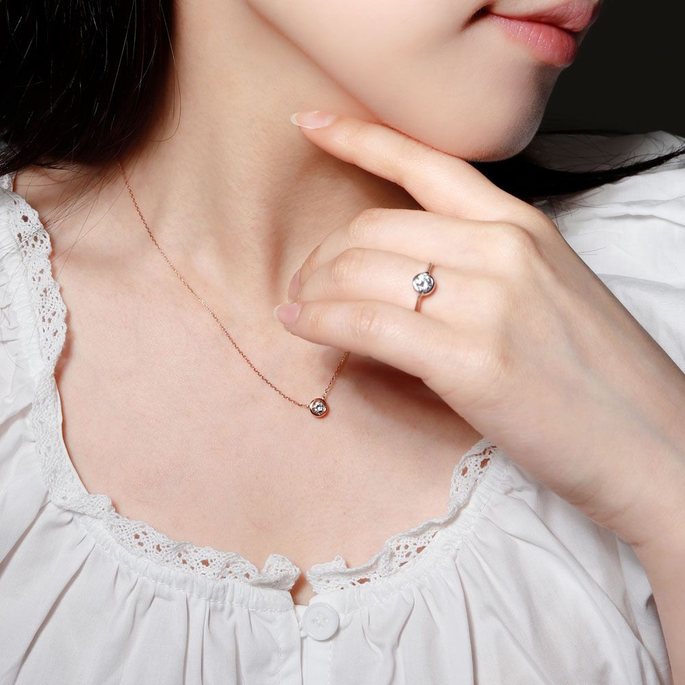 3부 천연 다이아 반지 현대 우신 프러포즈 여자 아내 결혼 기념일 선물 명품 베젤 슬릿 - 상세 이미지 5