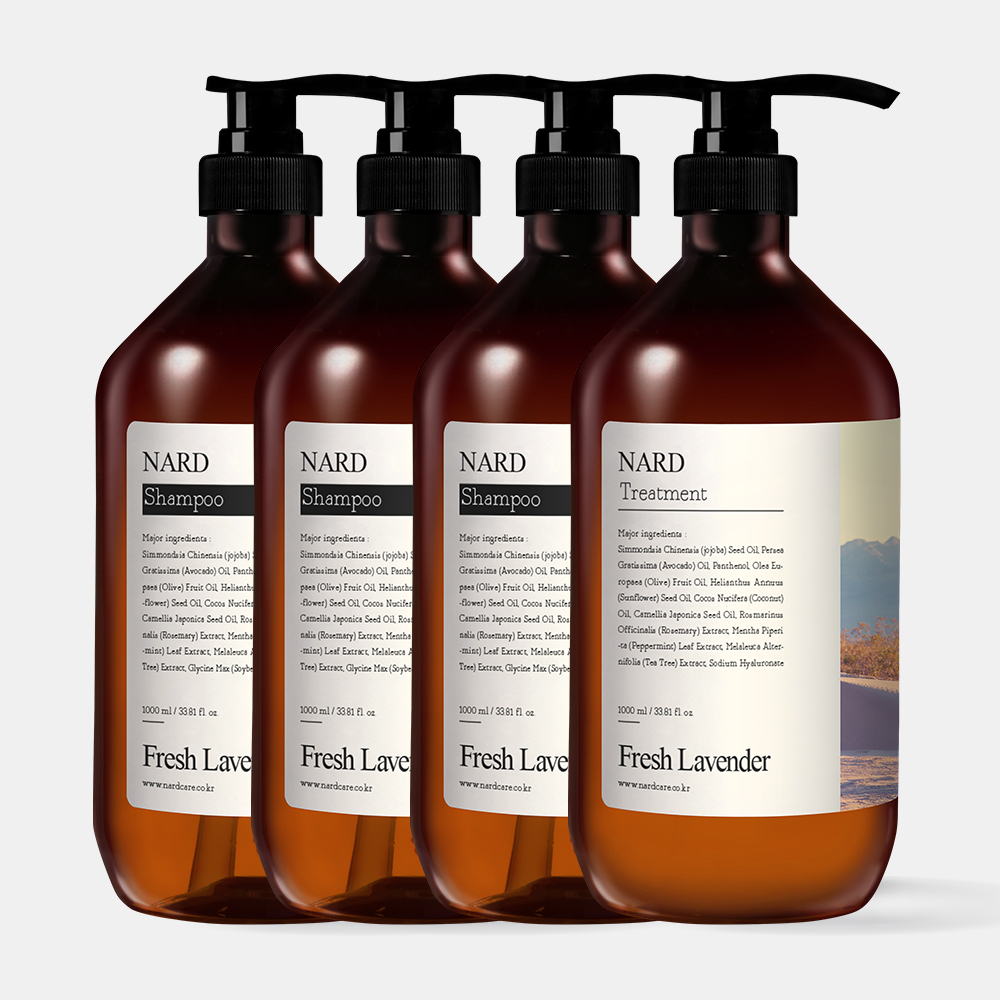 [헤어SET] 나드 퍼퓸드 샴푸 프레쉬라벤더 1L 3개+트리트먼트 1L 1개