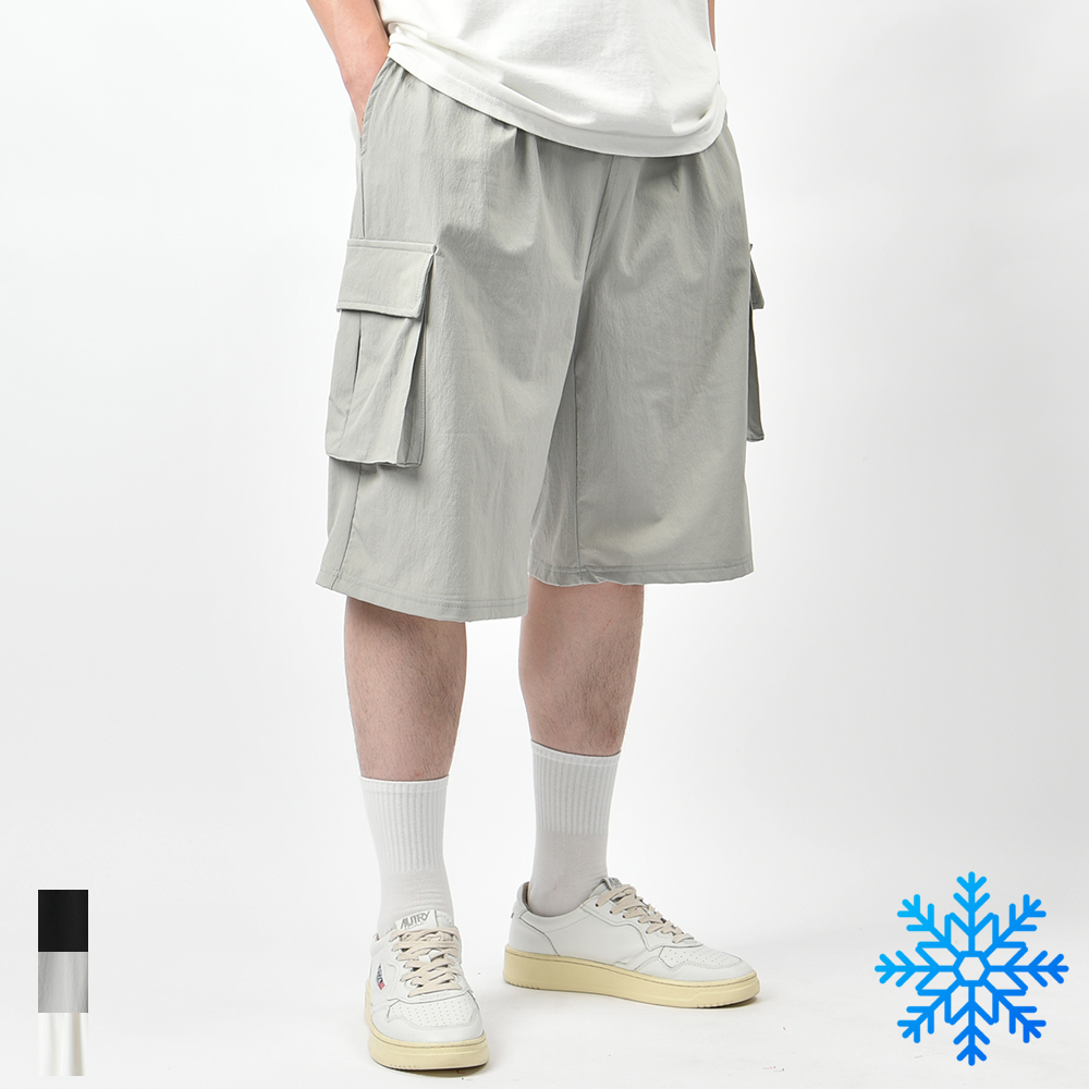 남자반바지 버뮤다팬츠 카고 쿨 냉감 와이드 나일론 여름 밴딩 6부바지