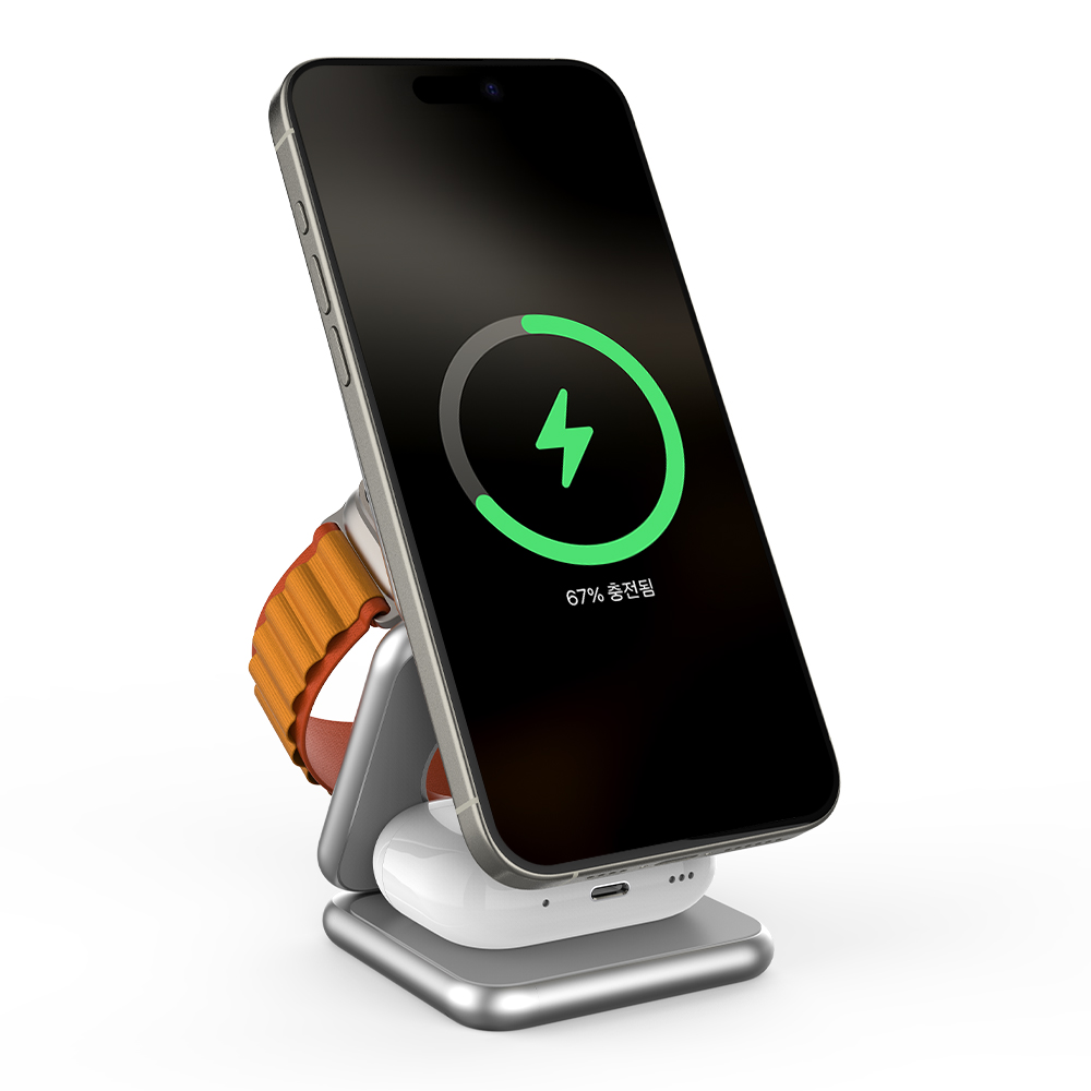 니케 맥세이프 충전기 3in1 무선충전기 아이폰 애플워치 에어팟 Squarewon