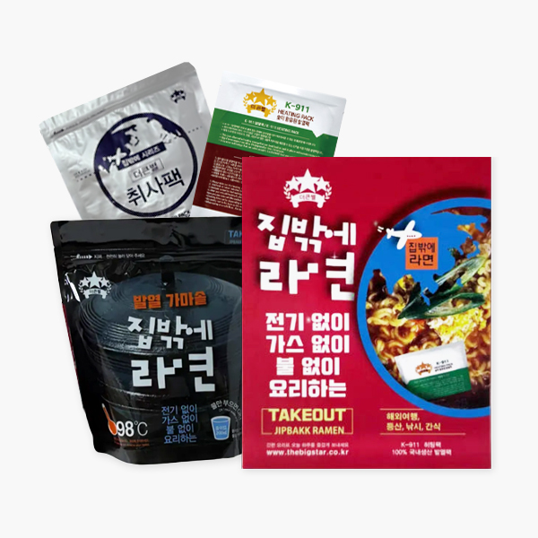 더큰별 집밖에라면 발열팩 라면 키트 백패킹 비화식 발열도시락 전투식량