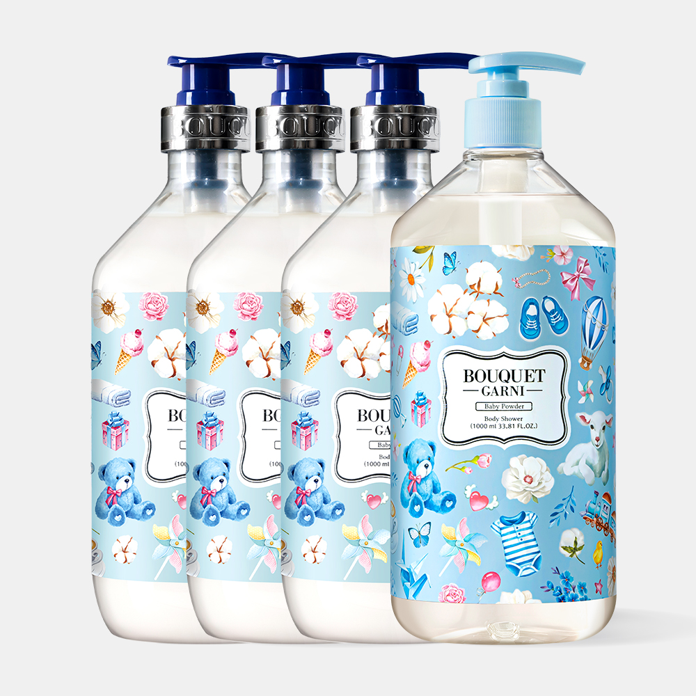 [보습 SET] 부케가르니 바디로션 베이비파우더 1L 3개+바디워시 1L 1개