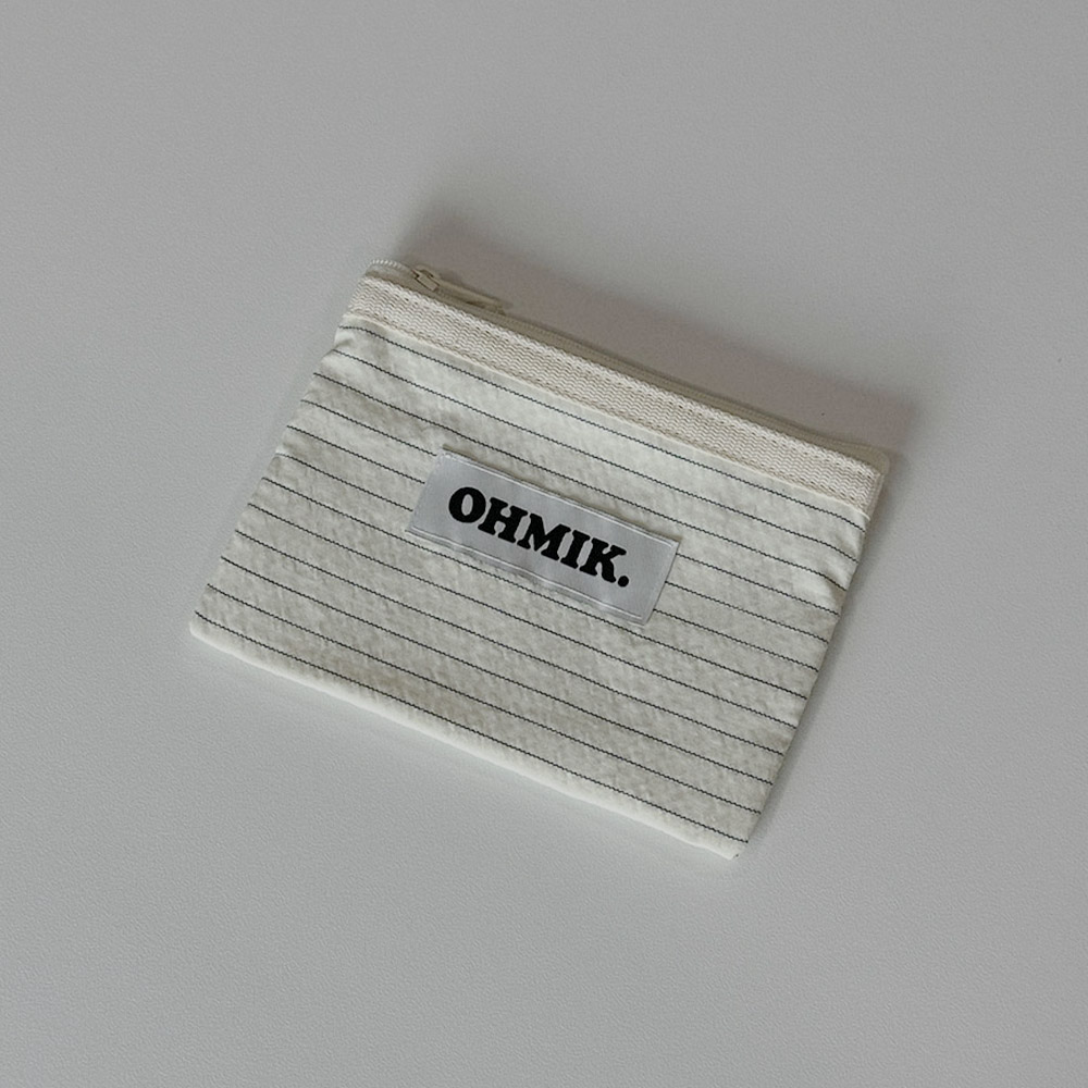 OHMIK. 오미크 하프문 파우치 디자이너 이너백 아이보리 스트라이프 001 - 상세 이미지 2