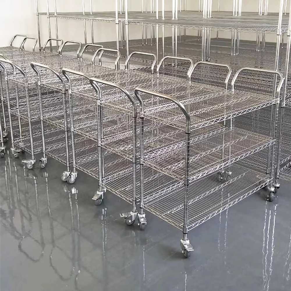 피킹 카트 스텐 선반 물류 운반 이동형 작업대 정리대 단일 손잡이 60x35cm - 상세 이미지 3