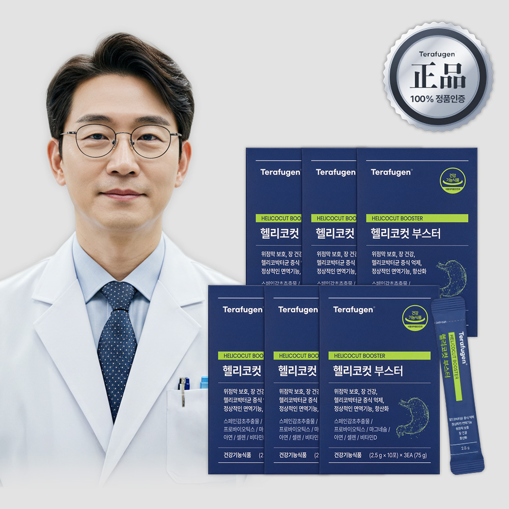 테라퓨젠 헬리코컷 부스터 프로바이오틱스 위건강 스페인감초추출물 2.5g 30포, 6개 - 상품 이미지
