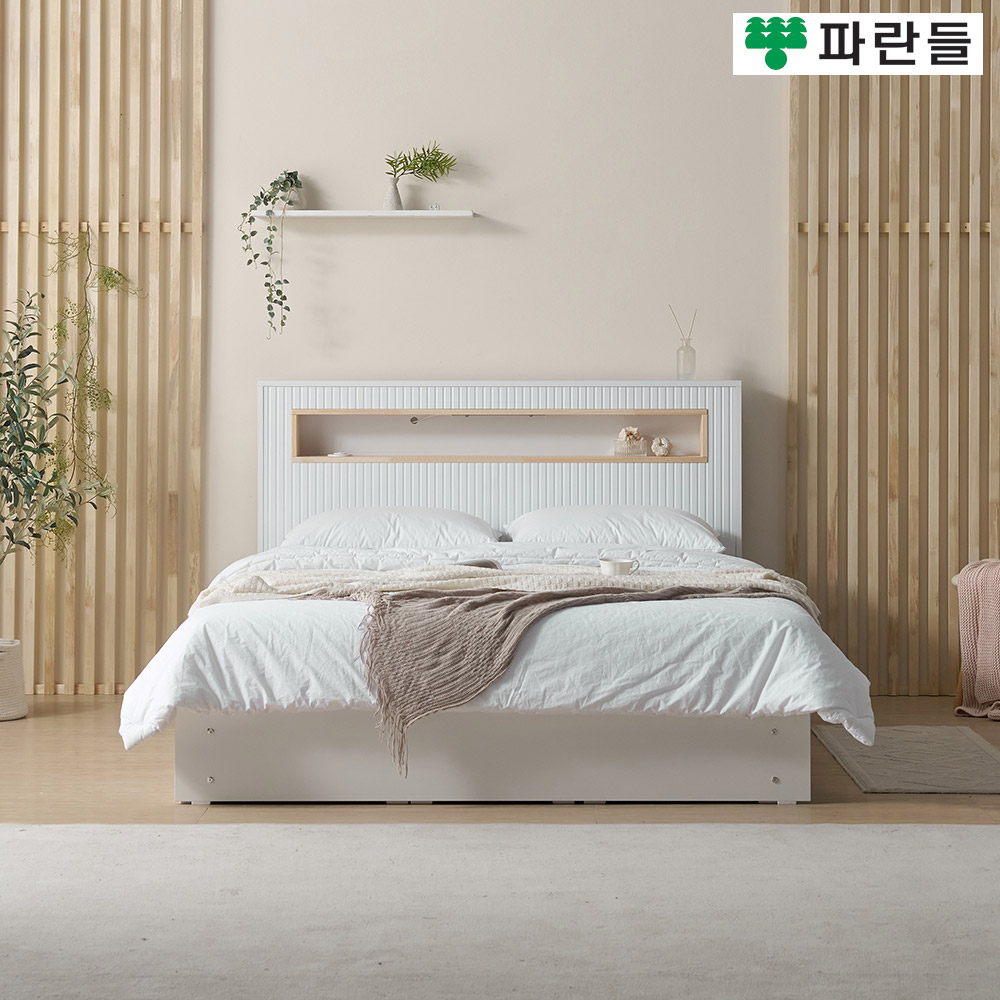 파란들가구 편백 LED 직선무늬 높이300 서랍수납 킨침대프레임 - 상세 이미지 2