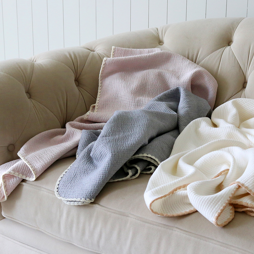 피넛버터젤리 모달 면 누빔 삼중직 블랭킷 피그먼트 여름 얇은 대형 무릎 담요 100x140