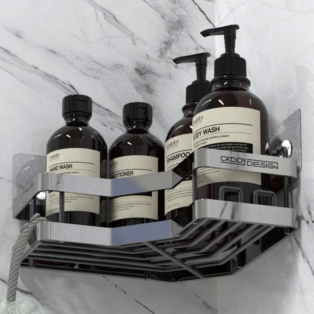 퍼플고릴라 무타공 디자인 욕실 선반 프리미엄 코너형 화장실 선반 주방 철제 선반