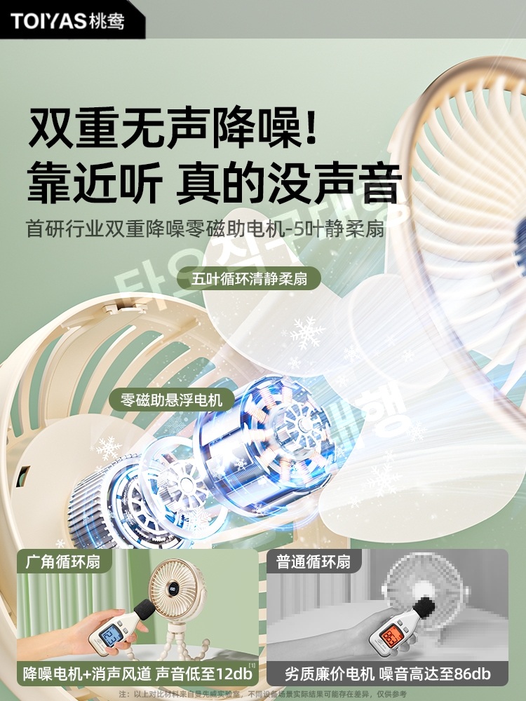 문어발선풍기 유모차 거치대 집게 무선 저소음 미니선풍기 휴대용 이미지 6